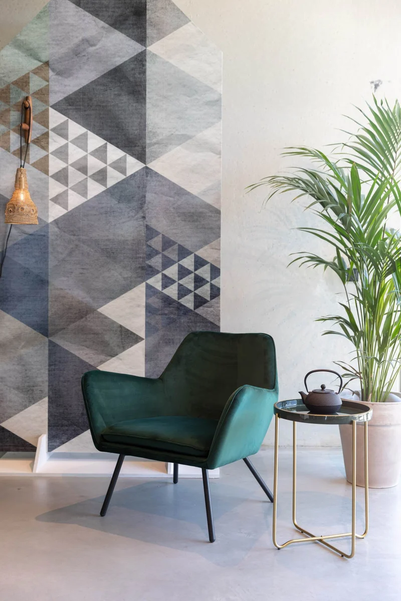 Retro Sessel BON Velvet Green - Samtstoff Grün
