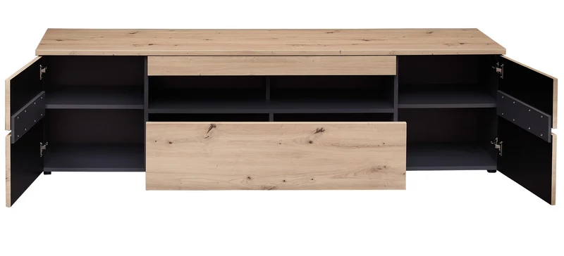 TV-Lowboard MEMPHIS 2-teilig mit Wandpaneel, Artisan Eiche