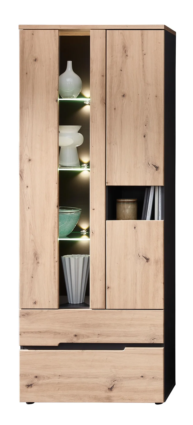 Wohnzimmerschrank MEMPHIS 3-teilig Artisan Eiche Graphit, Innostyle