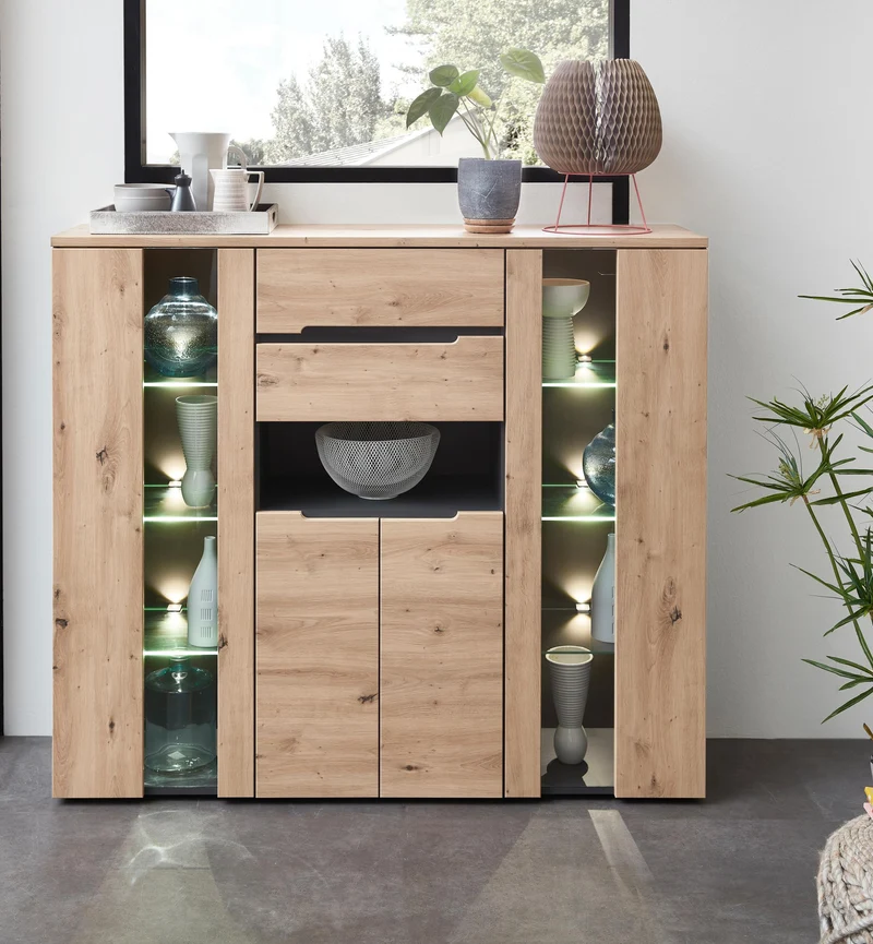 Highboard MEMPHIS Artisan Eiche Graphit Nachbildung