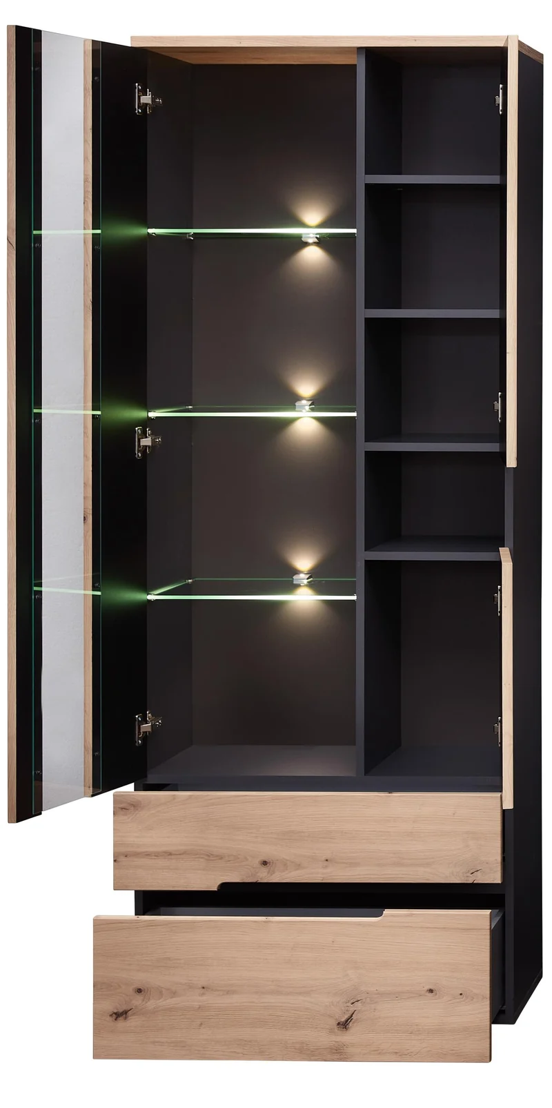 Vitrine MEMPHIS Artisan Eiche Graphit Nachbildung