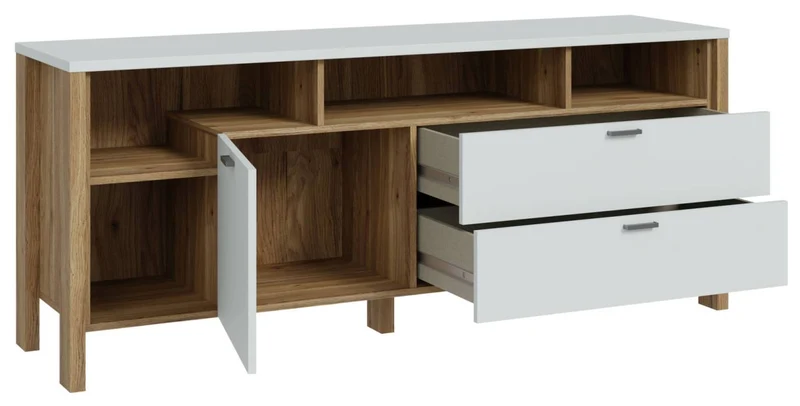Lowboard TV-Kommode SAITAMA Dekor Secrey Grey / Eiche Nachbildung, Forte