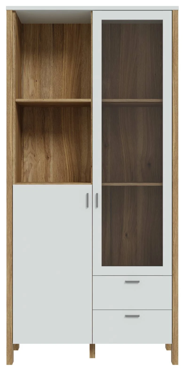Vitrinenschrank SAITAMA mit 2 Türen Dekor: Secret Grey und Eiche Optik