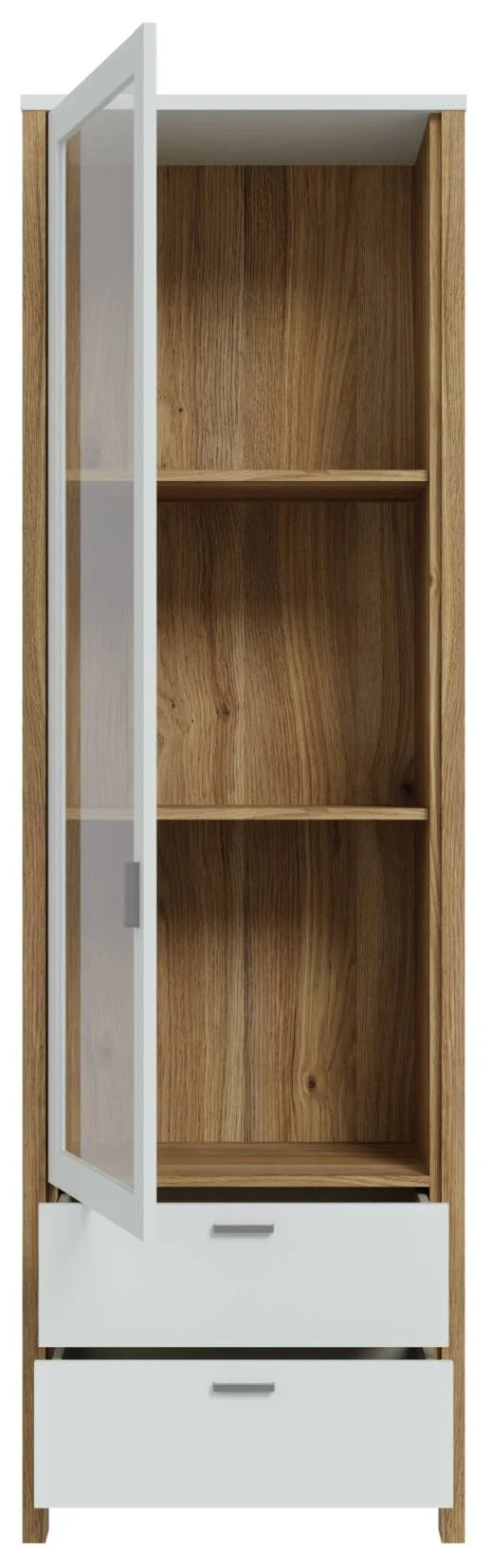 Vitrine SAITAMA Schrank mit Glastür Dekor: Secret Grey und Eiche Optik