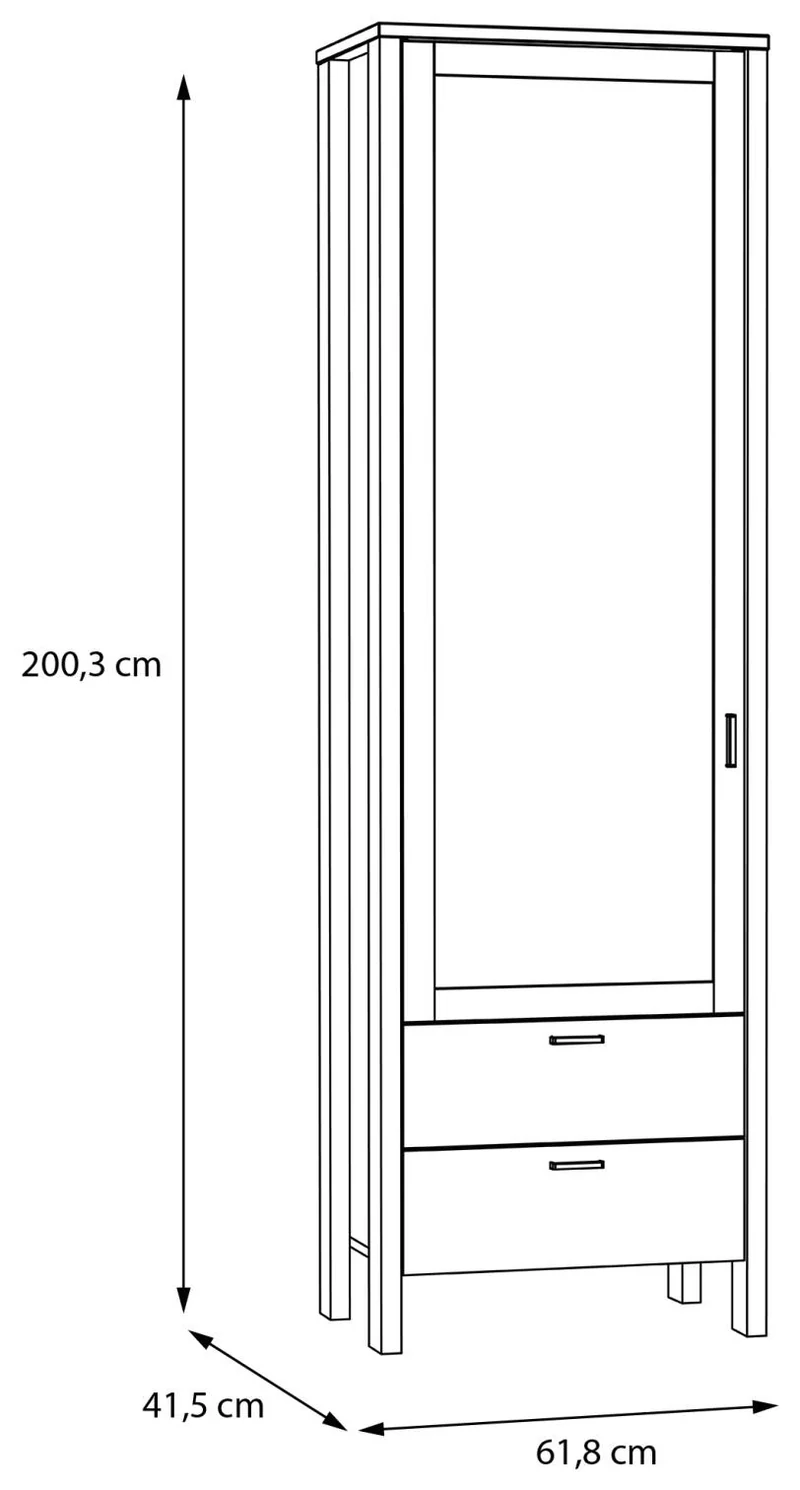 Vitrine SAITAMA Schrank mit Glastür Dekor: Secret Grey und Eiche Optik
