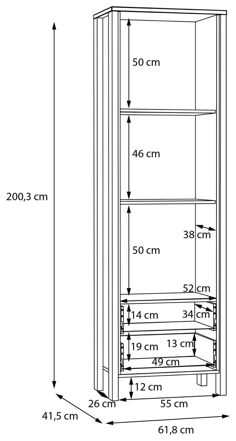 Vitrine SAITAMA Schrank mit Glastür Dekor: Secret Grey und Eiche Optik