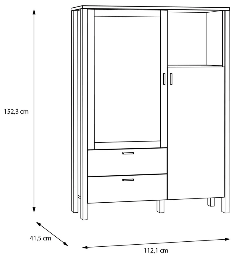 Highboard Vitrine SAITAMA mit 2 Türen in Secret Grey / Mauvella Eiche