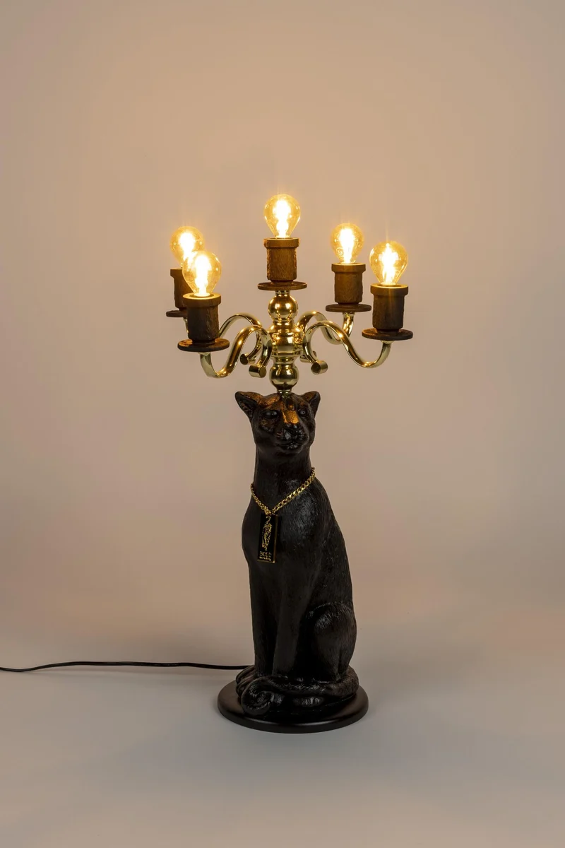 Bold Monkey Stehlampe Gekrönter Panther | Schwarz & Gold