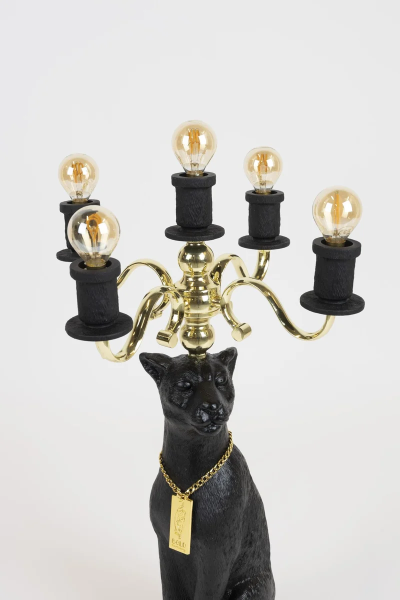 Bold Monkey Stehlampe Gekrönter Panther | Schwarz & Gold