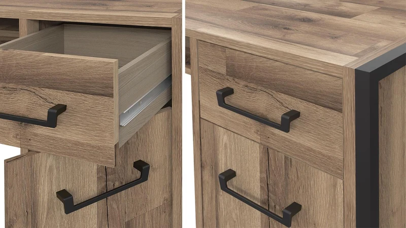 Schreibtisch HUD 1-trg. Holzoptik stabverleimte Wildeiche