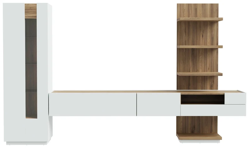 Wohnzimmerschrank LEWISVILLE 4-tlg. mit hängendem Lowboard