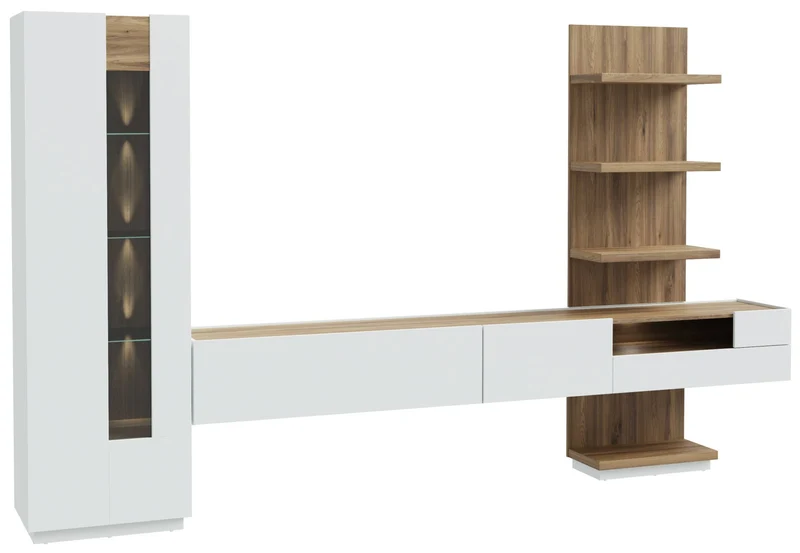 Wohnzimmerschrank LEWISVILLE 4-tlg. mit hängendem Lowboard