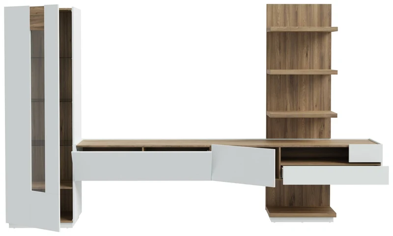 Wohnzimmerschrank LEWISVILLE 4-tlg. mit hängendem Lowboard