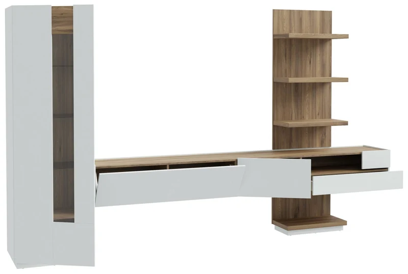 Wohnzimmerschrank LEWISVILLE 4-tlg. mit hängendem Lowboard