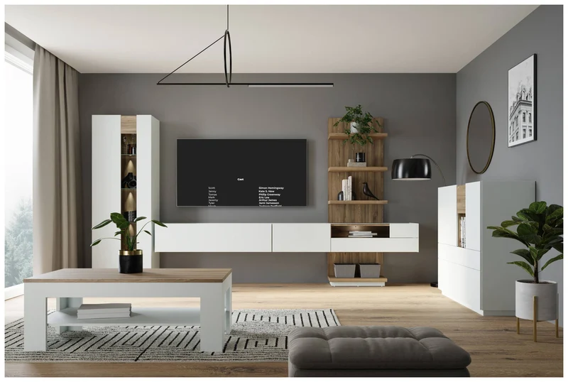 Wohnzimmerschrank LEWISVILLE 4-tlg. mit hängendem Lowboard