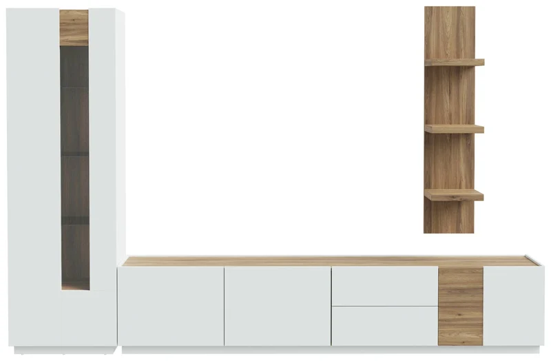 Wohnzimmerschrank LEWISVILLE, 3-tlg. Secret Grey/Valencia Eiche