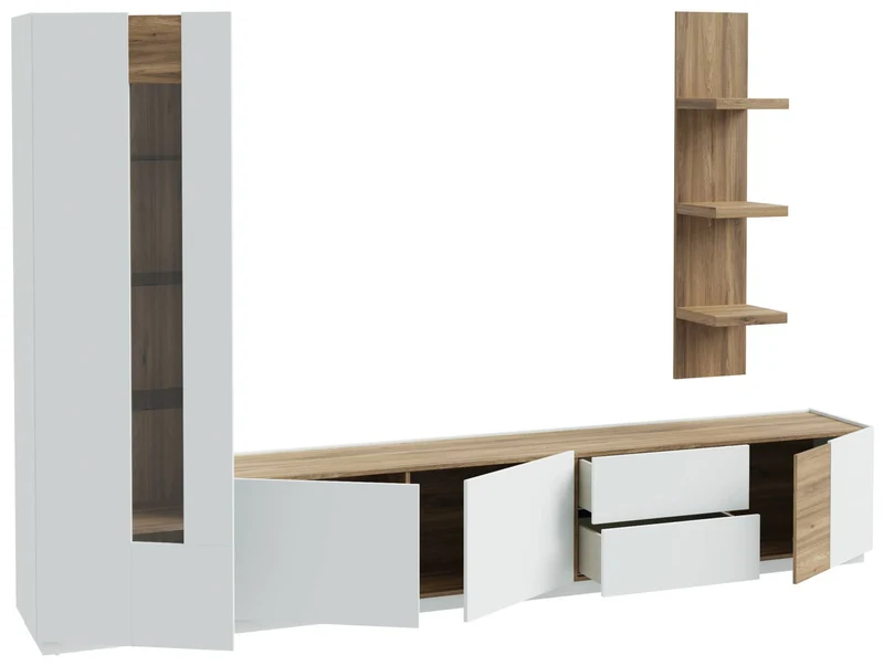 Wohnzimmerschrank LEWISVILLE, 3-tlg. Secret Grey/Valencia Eiche