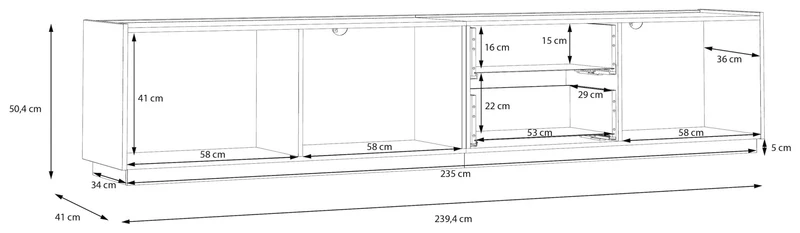 Wohnzimmerschrank LEWISVILLE, 3-tlg. Secret Grey/Valencia Eiche