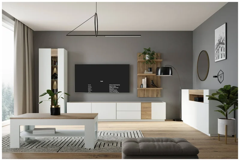 Couchtisch Wohnzimmertisch LEWISVILLE Optik Secret Grey / Valencia Oak