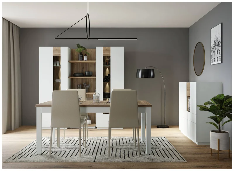 Esstisch Ausziehtisch LEWISVILLE Optik: Secret Grey / Valencia Eiche