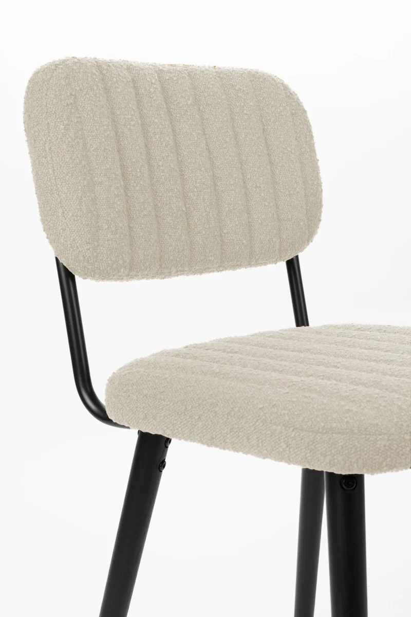 Stuhl Esszimmerstuhl JAKE WORN OFF WHITE Bouclé