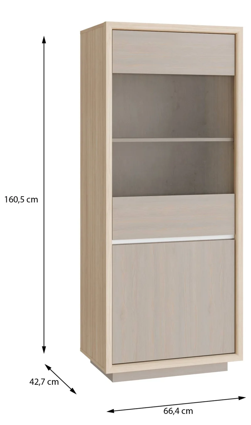 Vitrine FICAR Highboard schmal 2-trg. Dekor: Riva Eiche / Imbiah Pine