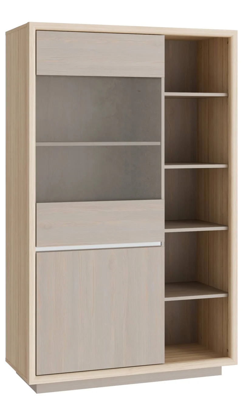 Highboard Vitrine FICAR 2-trg. Dekor: Riva Eiche / Imbiah Pine, Forte