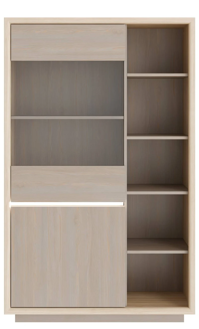 Highboard Vitrine FICAR 2-trg. Dekor: Riva Eiche / Imbiah Pine, Forte