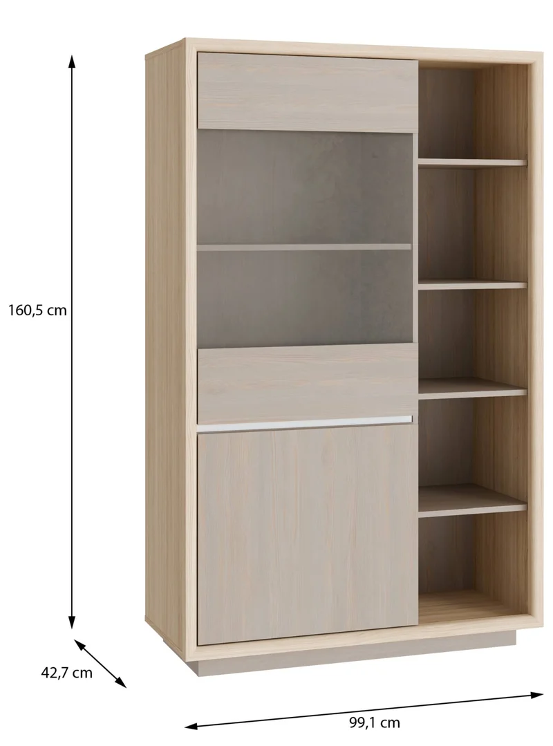 Highboard Vitrine FICAR 2-trg. Dekor: Riva Eiche / Imbiah Pine, Forte