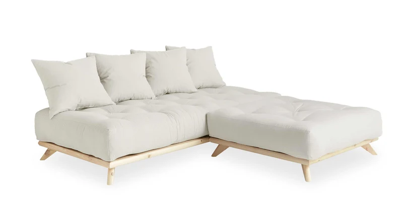 Ecksofa SENZA Sofa aus DAYBED mit Hocker Gestell Kiefer natur Karup