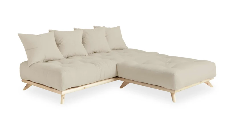Ecksofa SENZA Sofa aus DAYBED mit Hocker Gestell Kiefer natur Karup