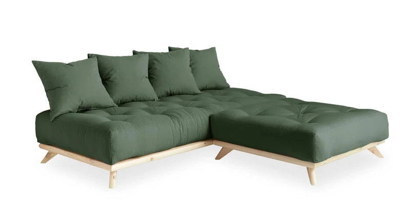 Ecksofa SENZA Sofa aus DAYBED mit Hocker Gestell Kiefer natur Karup