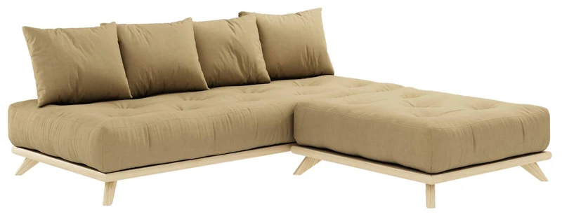 Ecksofa SENZA Sofa aus DAYBED mit Hocker Gestell Kiefer natur Karup