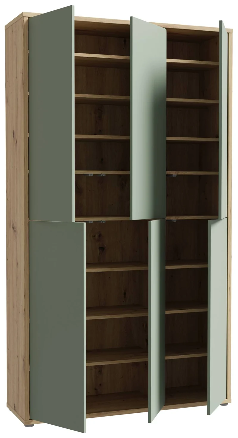 Schrank ALICE SPRINGS 6-trg Artisan Eiche mit Secret Grey / Sage Green