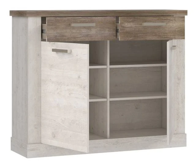 Garderobe DURO 4-tlg. Komplett-Set, Pinie weiß Absetzungen Eiche Antik