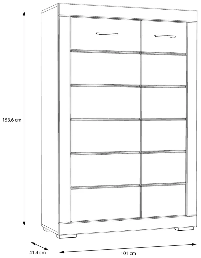 Highboard SNOW Schrank mit 2 Türen, 8 Fächer