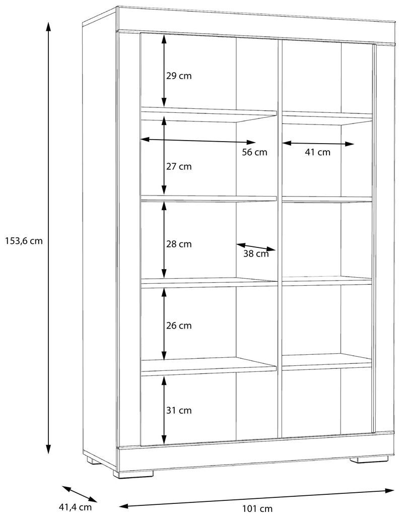 Highboard SNOW Schrank mit 2 Türen, 8 Fächer