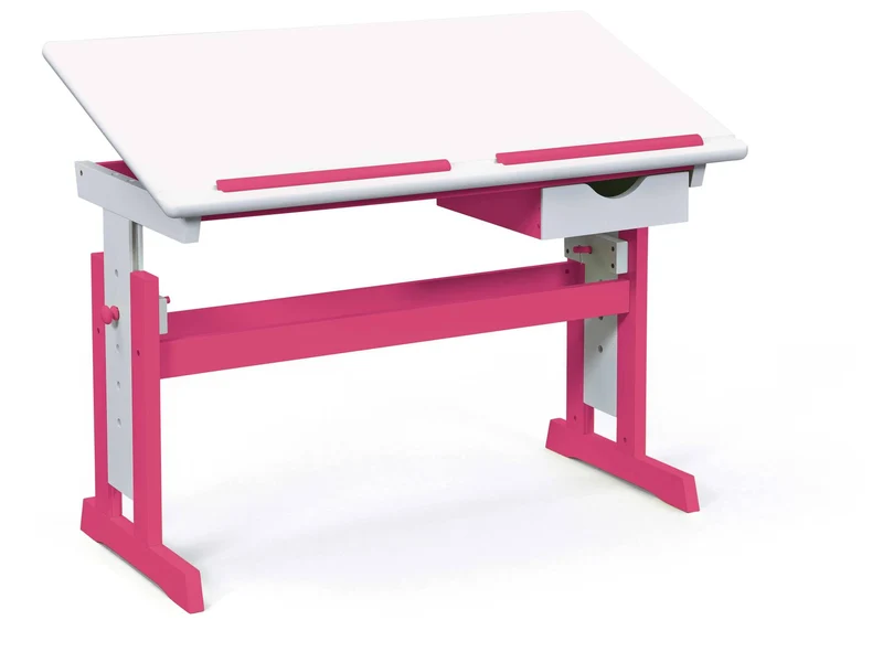 Kinderschreibtisch PIJII Pink weiß lackiert Höhe verstellbar Schublade