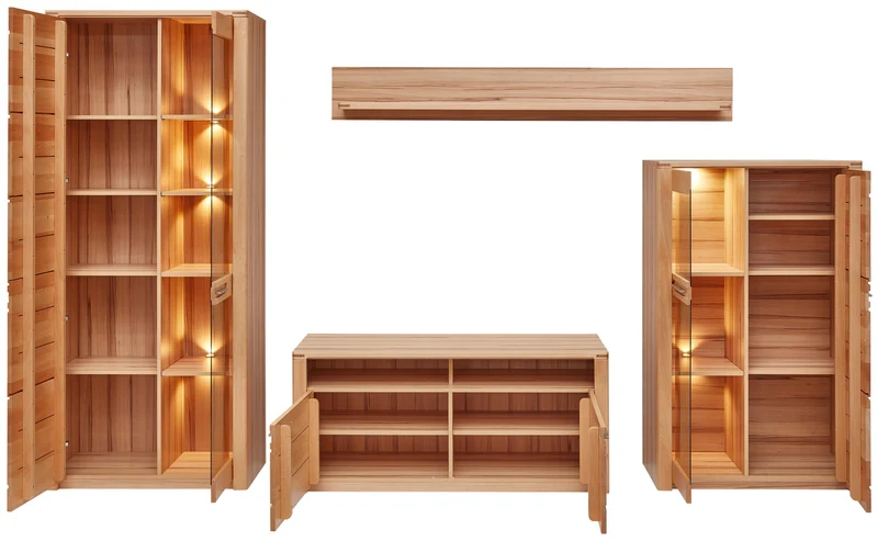 Wohnzimmerschrank NATURE ONE FF82, 4-tlg. Kernbuche Massivholz