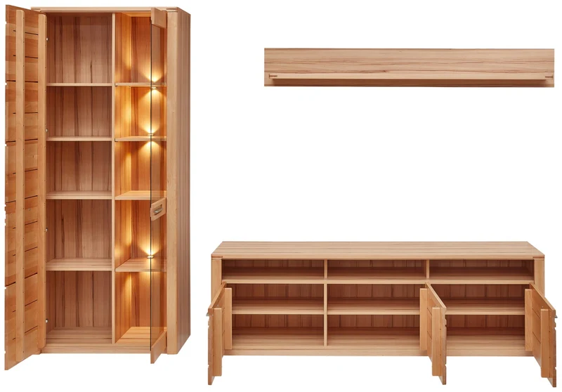 Wohnzimmerschrank NATURE ONE FF81, 3-tlg. Kernbuche Massivholz