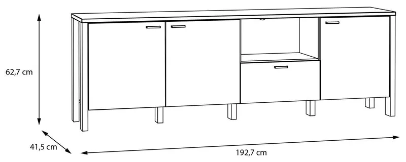 TV-Board SAITAMA Lowboard Dekor Secrey Grey / Eiche Nachbildung, Forte