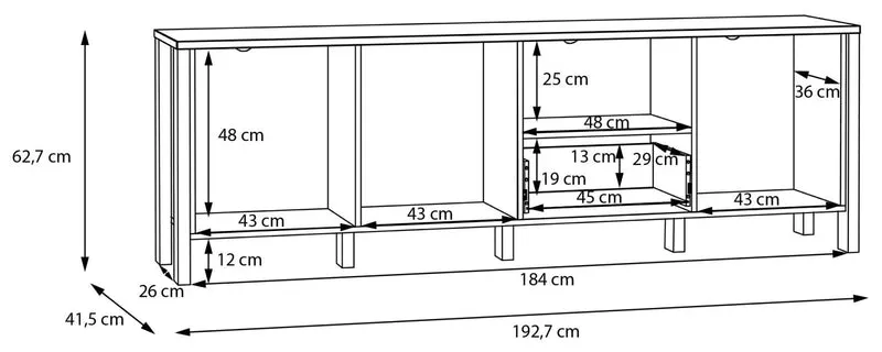 TV-Board SAITAMA Lowboard Dekor Secrey Grey / Eiche Nachbildung, Forte