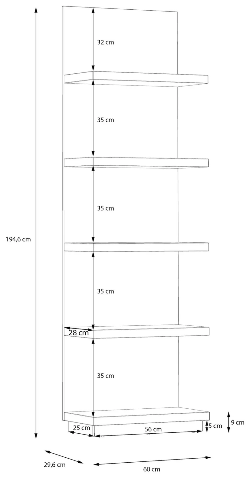Regalelement Regal LEWISVILLE B04 mit 5 Ablagen Optik: Valencia Eiche