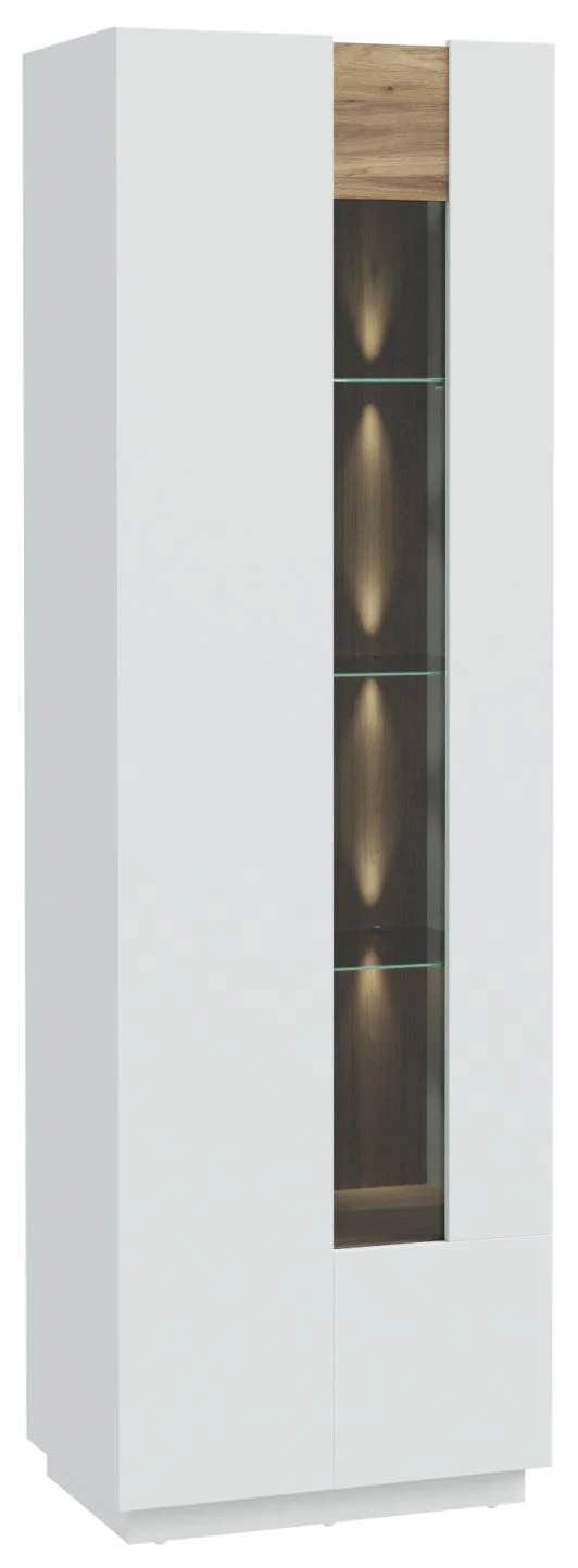 Vitrine LEWISVILLE Schrank 1 Tür Optik: Secret Grey / Valencia Oak