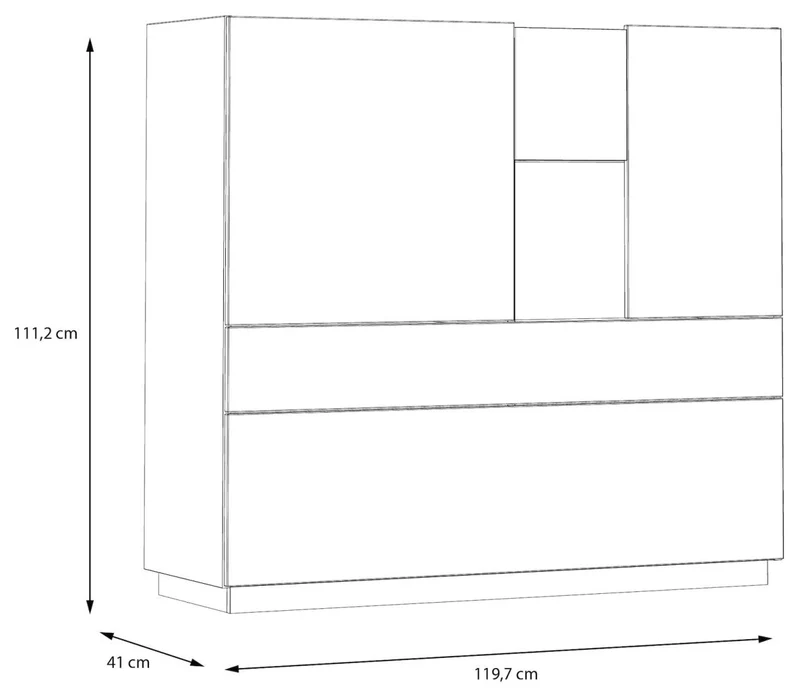 Highboard LEWISVILLE 3-trg. Dekor Secret Grey / Valencia Oak von Forte