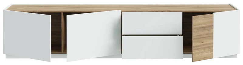 Lowboard LEWISVILLE 3-trg. 2 Schub. Optik Secret Grey / Valencia Oak