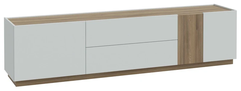Lowboard LEWISVILLE TV Kommode Optik Hellgrau / Valencia Oak