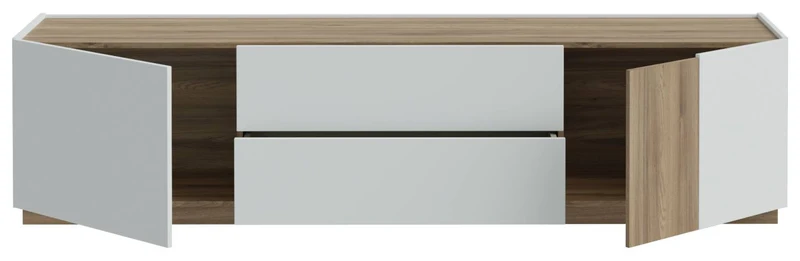 Lowboard LEWISVILLE TV Kommode Optik Hellgrau / Valencia Oak