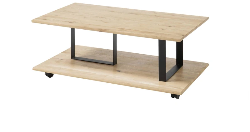 Couchtisch MAXIM Tischplatte Eiche geölt, Metallrahmen schwarz