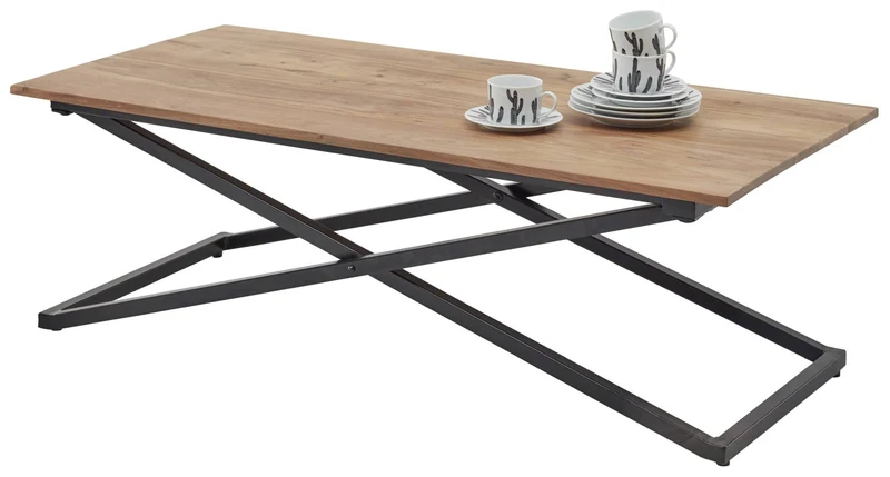 Couchtisch ALLROUND inkl. 2 Tabletts Platte aus Akazie, Metallgestell